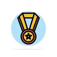 logro educación medalla resumen círculo fondo plano color icono vector