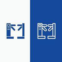 Access Control Turnstiles Underground Line and Glyph Solid icon Blue banner Line and Glyph Solid ico vector