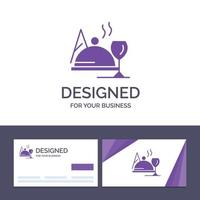 Creative Business Card and Logo template Hotel Dish Food Glass Vector Illustration