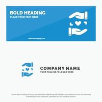 Love Sharing Heart Wedding SOlid Icon Website Banner and Business Logo Template vector