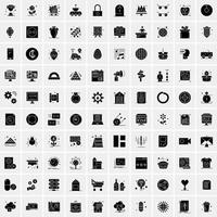 Set of 100 Universal Solid Icons vector