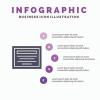 Education File Note Solid Icon Infographics 5 Steps Presentation Background vector