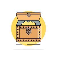 Box chest gold reward treasure Flat Color Icon Vector