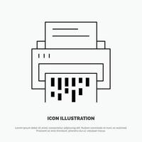 Confidential Data Delete Document File Information Shredder Line Icon Vector