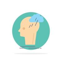 Brainstorm creative head idea thinking Flat Color Icon Vector