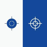 objetivo objetivo línea de interfaz y glifo icono sólido banner azul línea y glifo icono sólido banner azul vector