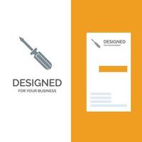 Screw Driver Tool Repair Tools Grey Logo Design and Business Card Template vector