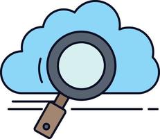 cloud search storage technology computing Flat Color Icon Vector