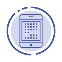 Phone Computer Device Digital Ipad Mobile Blue Dotted Line Line Icon vector