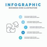 Puzzle Business Jigsaw Match Piece Success Line icon with 5 steps presentation infographics Backgrou vector