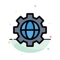 Gear Setting Globe Abstract Flat Color Icon Template vector