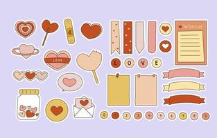 Cute Heart Doodle Journal Sticker Template vector