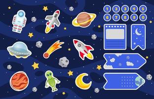 Outerspace Journal Sticker Set vector