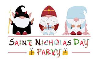 Character dwarf saint nicholas. Krampus, the angel assistants of Sinterklaas. St. Nicolas day vector