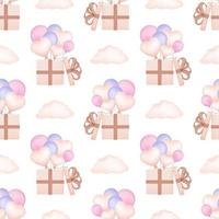 Seamless vector pattern with balloons. Baby shower party ornament. Gentle pattern for babies and newborns.