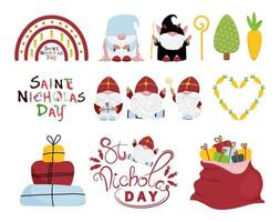 Saint Nicholas Day.Saint Nicholas Day vector elements set.