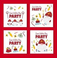 Set of congratulatory banners square saint nicholas. Mikulas or Sinterklaas winter festival vector