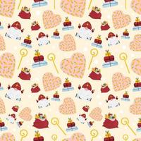 Simple hand-drawn colored vector seamless pattern. Celebration of St. Nicholas Day, Sinterklaas. For printing wrapping paper, gifts, textiles.