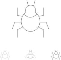 bug naturaleza virus indio negrita y delgada línea negra conjunto de iconos vector