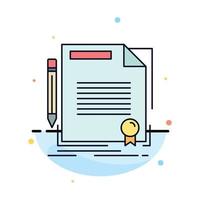 agreement contract deal document paper Flat Color Icon Vector