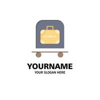 Hotel Luggage Trolley Bag Business Logo Template Flat Color vector