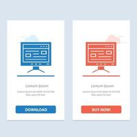 Computer Online Study Education  Blue and Red Download and Buy Now web Widget Card Template vector