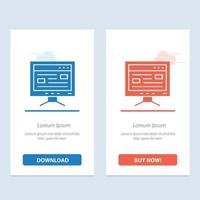 Computer Online Study Education  Blue and Red Download and Buy Now web Widget Card Template vector