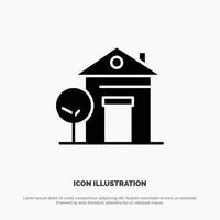 Building Home House Hotel Solid Black Glyph Icon vector