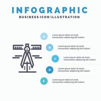 calibradores herramientas de geometría miden plantilla de infografía azul plantilla de icono de línea de vector de 5 pasos