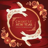 Chinese New Year, Two Decorative Rabbit Surround the Circle vector