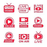 Live Stream Generic on Air Icon Badge Set vector