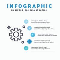 Gear Setting Cogs Line icon with 5 steps presentation infographics Background vector