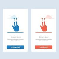 dedos gesticulan hacia arriba azul y rojo descargar y comprar ahora plantilla de tarjeta de widget web vector