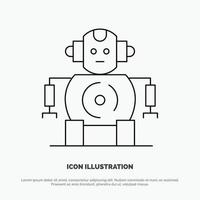 vector de icono de línea de tecnología de robótica cnc