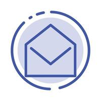Business Mail Message Open Blue Dotted Line Line Icon vector