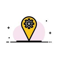 Business Location Map Gear  Business Flat Line Filled Icon Vector Banner Template