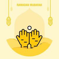 Ramadan kareem greeting template islamic crescent and arabic lantern vector illustration