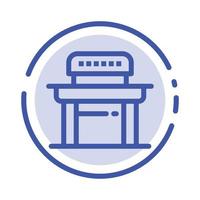 Desk Student Chair School Blue Dotted Line Line Icon vector