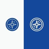 Navigation Compass Location Line and Glyph Solid icon Blue banner Line and Glyph Solid icon Blue ban vector