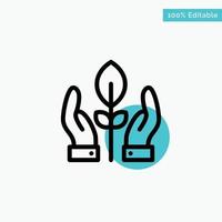 Conservation Plant Hand Energy turquoise highlight circle point Vector icon