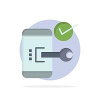 Key Lock Mobile Open Phone Security Abstract Circle Background Flat color Icon vector