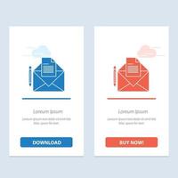 Mail Message Fax Letter  Blue and Red Download and Buy Now web Widget Card Template vector