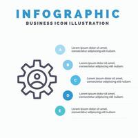 Gear Controls Profile Use Line icon with 5 steps presentation infographics Background vector