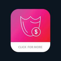 Shield Guard Safety Secure Security Dollar Mobile App Button Android and IOS Line Version vector