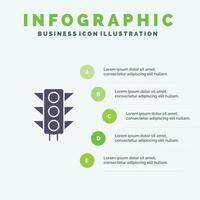 Traffic Sign Light Road Infographics Presentation Template 5 Steps Presentation vector