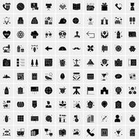 Set of 100 Universal Solid Icons vector