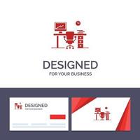 Creative Business Card and Logo template Office Space Chair Office Table Room Vector Illustration