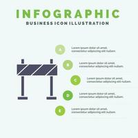 Barricade Barrier Construction Solid Icon Infographics 5 Steps Presentation Background vector