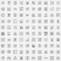 Pack of 100 Universal Line Icons for Mobile and Web vector