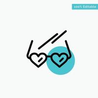 Glasses Love Heart Wedding turquoise highlight circle point Vector icon